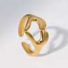 Wholesale Women's Stainless Steel Loveshaped Leaves Pattern Open Ring