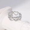 Wholesale Women's Stainless Steel Loveshaped Leaves Pattern Open Ring