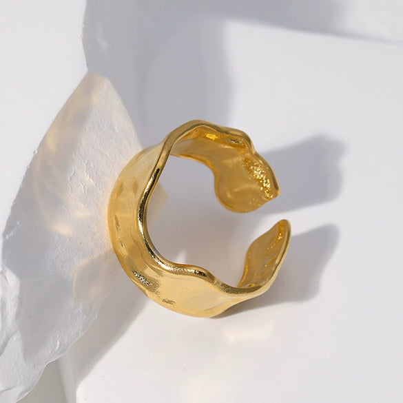 Wholesale Women's Stainless Steel Loveshaped Leaves Pattern Open Ring