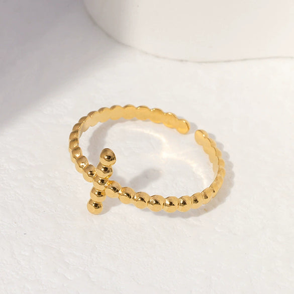 Wholesale Women's Stainless Steel Loveshaped Leaves Pattern Open Ring