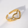 Wholesale Women's Stainless Steel Loveshaped Leaves Pattern Open Ring