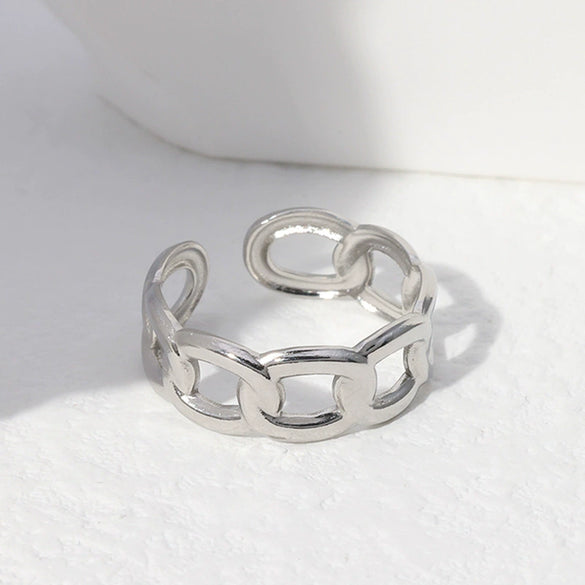 Wholesale Women's Stainless Steel Loveshaped Leaves Pattern Open Ring