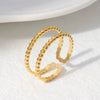 Wholesale Women's Stainless Steel Loveshaped Leaves Pattern Open Ring