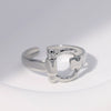 Wholesale Women's Stainless Steel Loveshaped Leaves Pattern Open Ring
