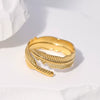 Wholesale Women's Stainless Steel Loveshaped Leaves Pattern Open Ring