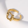 Wholesale Women's Stainless Steel Loveshaped Leaves Pattern Open Ring