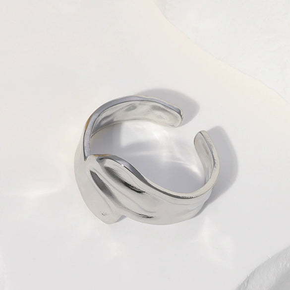 Wholesale Women's Stainless Steel Loveshaped Leaves Pattern Open Ring