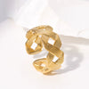 Wholesale Women's Stainless Steel Loveshaped Leaves Pattern Open Ring