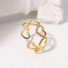 Wholesale Women's Stainless Steel Loveshaped Leaves Pattern Open Ring