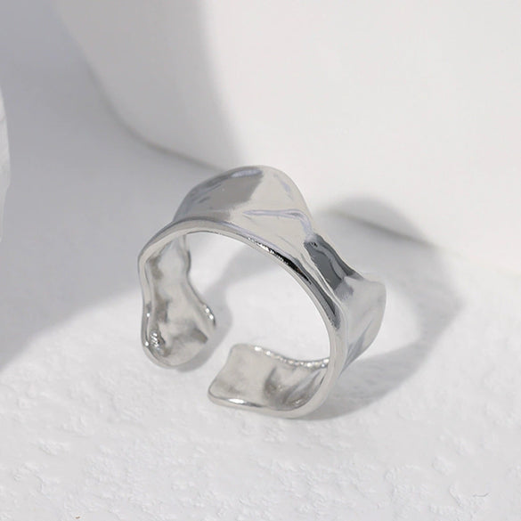 Wholesale Women's Stainless Steel Loveshaped Leaves Pattern Open Ring