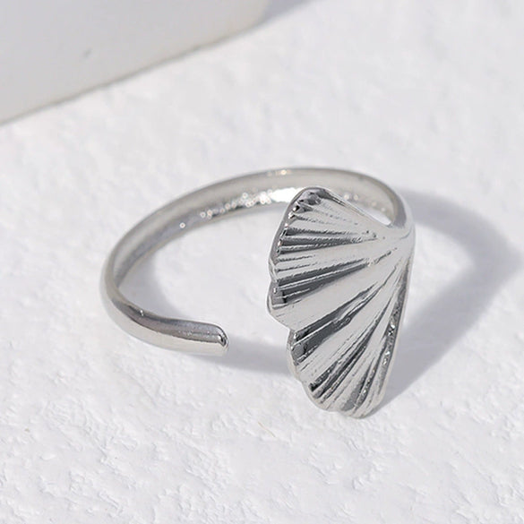 Wholesale Women's Stainless Steel Loveshaped Leaves Pattern Open Ring