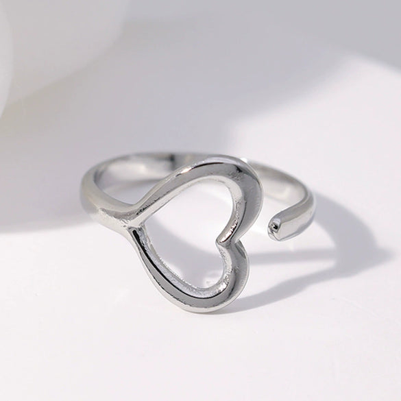 Wholesale Women's Stainless Steel Loveshaped Leaves Pattern Open Ring