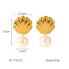Wholesale Women's Stainless Steel Marine Element Scallop Conch Starfish Ocean Series Shell Stud Geometric Earrings With Electroplating