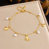 Wholesale Women's Stainless Steel Marine Life Anklet With Starfish And Turtle Pendant