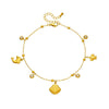 Wholesale Women's Stainless Steel Marine Life Pendant Anklet With Goldplated Turtle Dolphin Scallop Chain Animal Zodiac Design