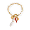 Wholesale Women's Stainless Steel Marine Sailor Buckle Necklace With Pearl Pendant And Animal Zodiac Pattern Electroplated Design