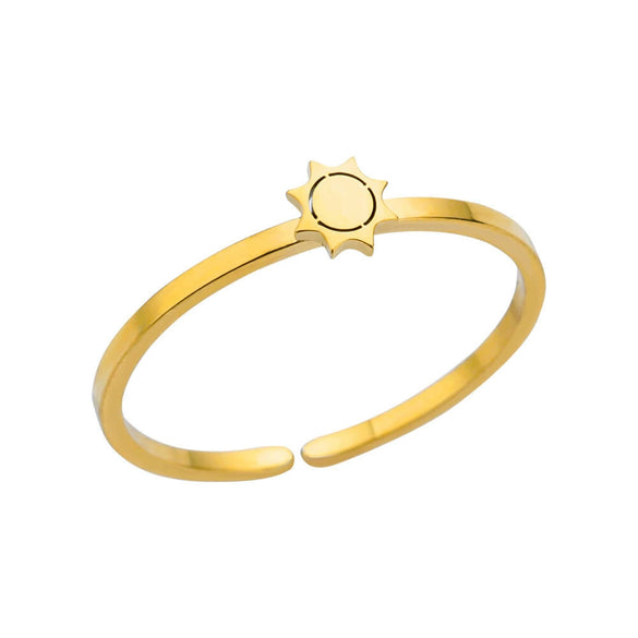 Wholesale Women's Stainless Steel Minimalist Open Finger Ring With Heart And Star Shapes Electroplated