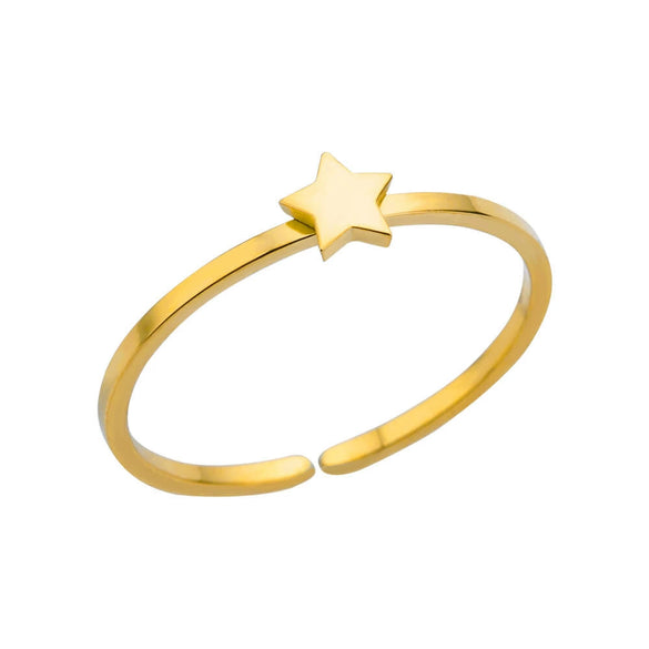 Wholesale Women's Stainless Steel Minimalist Open Finger Ring With Heart And Star Shapes Electroplated