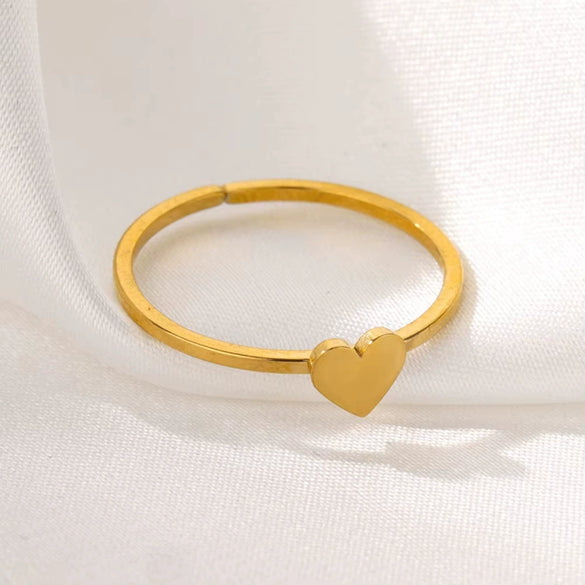 Wholesale Women's Stainless Steel Minimalist Open Finger Ring With Heart And Star Shapes Electroplated