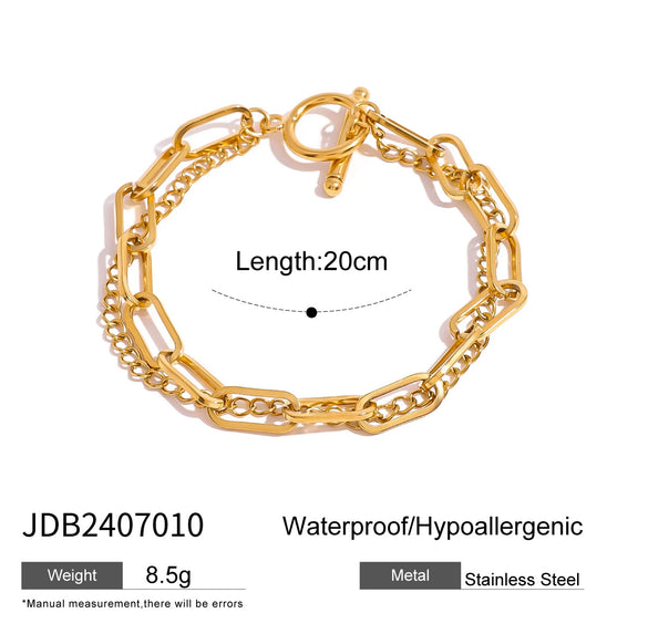 Wholesale Women's Stainless Steel Multi Layer Oto Button Bracelet With Geometric Style And Electroplating Treatment