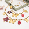 Wholesale Women's Stainless Steel Multielement Stacking Necklace And Bracelet Set With Heart Water Drop Bell Patterns Electroplated
