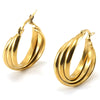 Wholesale Women's 316L Stainless Steel Multilayer Geometric Style Electroplated Earrings