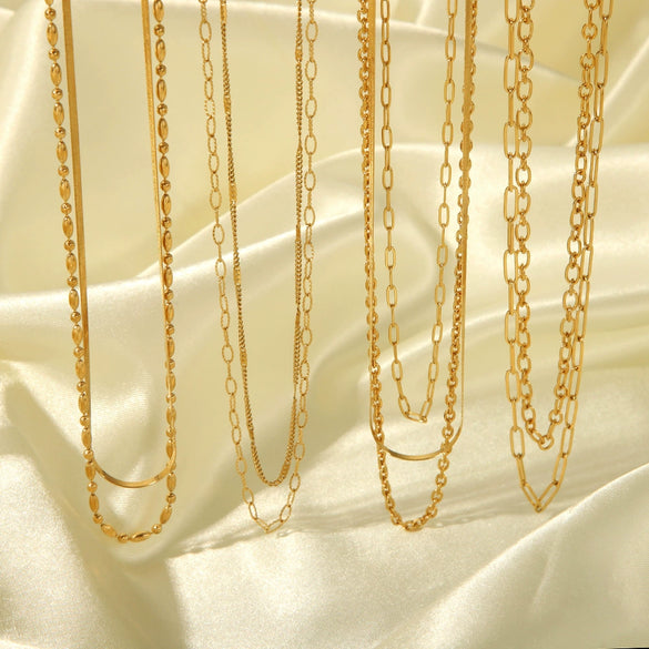 Wholesale Women's Stainless Steel Multilayer Ushape Geometric Necklace With Electroplating Vacuum Real Gold In Furnace Treatment