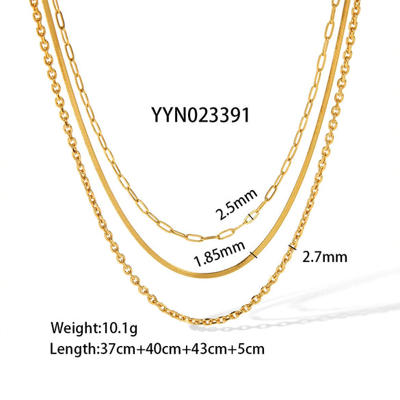 Wholesale Women's Stainless Steel Multilayer Ushape Geometric Necklace With Electroplating Vacuum Real Gold In Furnace Treatment