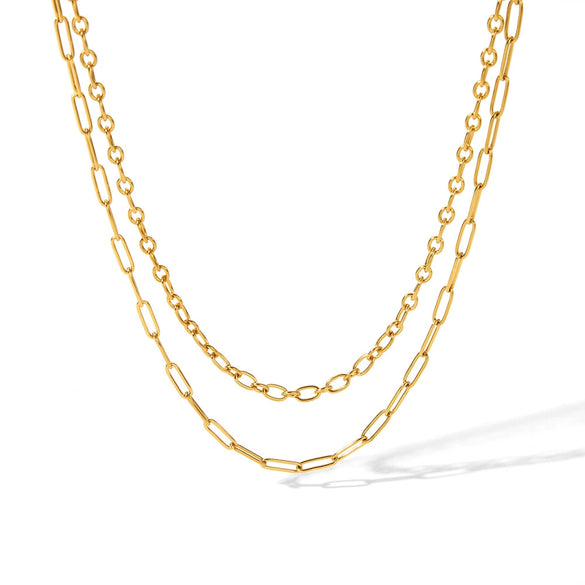 Wholesale Women's Stainless Steel Multilayer Ushape Geometric Necklace With Electroplating Vacuum Real Gold In Furnace Treatment