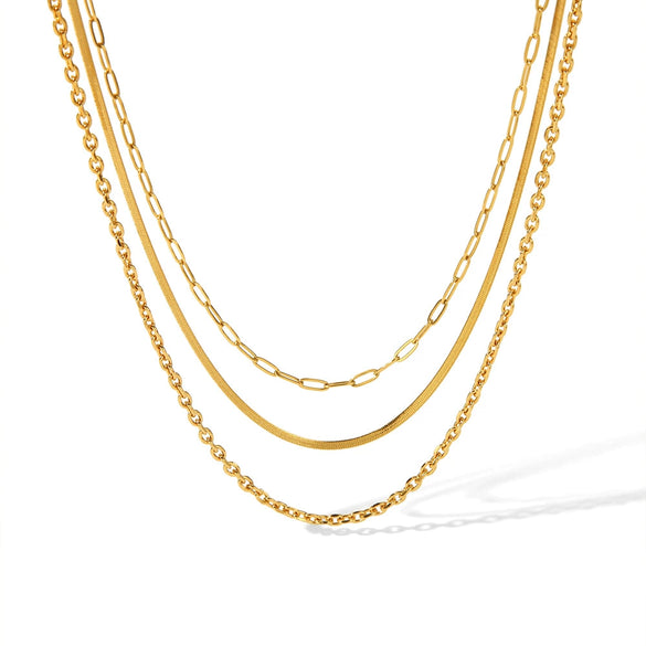 Wholesale Women's Stainless Steel Multilayer Ushape Geometric Necklace With Electroplating Vacuum Real Gold In Furnace Treatment