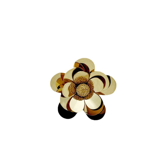 Wholesale Women's Stainless Steel Multipetal Flower Open Ring With Weaving Design