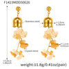 Wholesale Women's 316L Stainless Steel Natural Crystal Stone Lily Of The Valley Tassel Earrings With Geometric Pattern And Electroplating Design