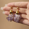 Wholesale Women's 316L Stainless Steel Natural Crystal Stone Lily Of The Valley Tassel Earrings With Geometric Pattern And Electroplating Design