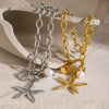 Wholesale Women's Stainless Steel Natural Freshwater Pearl Bracelet With Starfish Shell And Geometric Pattern Electroplated