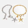 Wholesale Women's Stainless Steel Natural Freshwater Pearl Bracelet With Starfish Shell And Geometric Pattern Electroplated