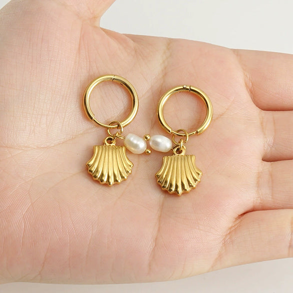 Wholesale Women's 316L Stainless Steel Natural Geometric Earrings With Electroplating Treatment