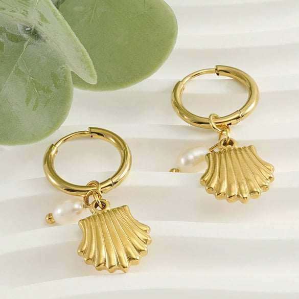 Wholesale Women's 316L Stainless Steel Natural Geometric Earrings With Electroplating Treatment