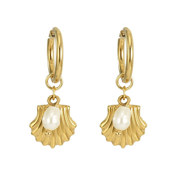 Wholesale Women's 316L Stainless Steel Natural Geometric Earrings With Electroplating Treatment