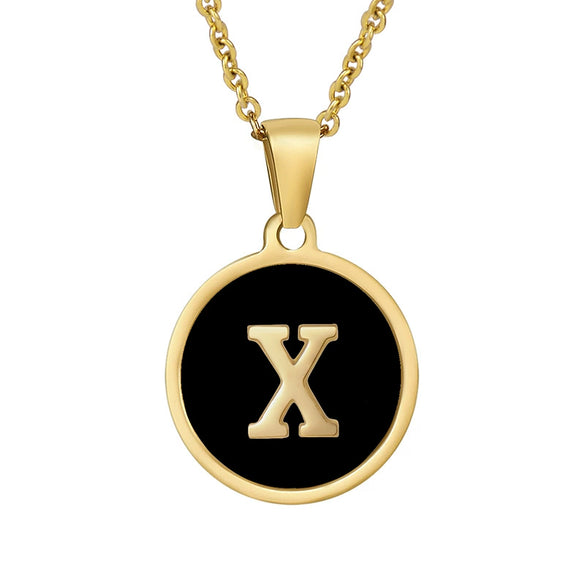 Wholesale Women's Stainless Steel Natural Shell Letter Necklace With Oil Dripping Titanium Steel Pendant And Electroplated 18K Gold