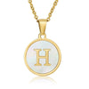 Wholesale Women's Stainless Steel Natural Shell Letter Necklace With Oil Dripping Titanium Steel Pendant And Electroplated 18K Gold
