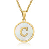 Wholesale Women's Stainless Steel Natural Shell Letter Necklace With Oil Dripping Titanium Steel Pendant And Electroplated 18K Gold