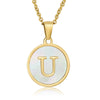 Wholesale Women's Stainless Steel Natural Shell Letter Necklace With Oil Dripping Titanium Steel Pendant And Electroplated 18K Gold
