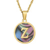 Wholesale Women's Stainless Steel Natural Shell Letter Necklace With Oil Dripping Titanium Steel Pendant And Electroplated 18K Gold