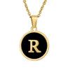 Wholesale Women's Stainless Steel Natural Shell Letter Necklace With Oil Dripping Titanium Steel Pendant And Electroplated 18K Gold