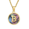 Wholesale Women's Stainless Steel Natural Shell Letter Necklace With Oil Dripping Titanium Steel Pendant And Electroplated 18K Gold