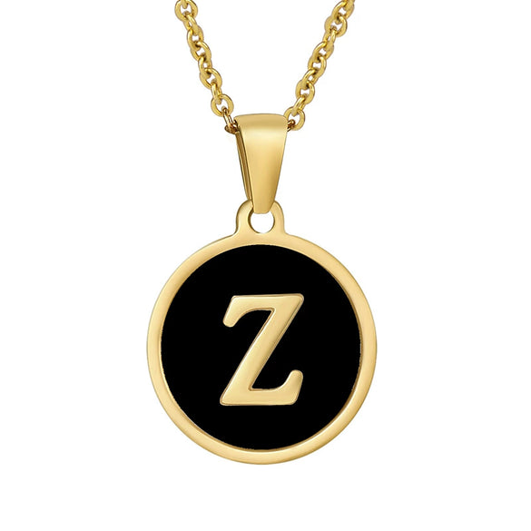 Wholesale Women's Stainless Steel Natural Shell Letter Necklace With Oil Dripping Titanium Steel Pendant And Electroplated 18K Gold
