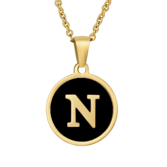 Wholesale Women's Stainless Steel Natural Shell Letter Necklace With Oil Dripping Titanium Steel Pendant And Electroplated 18K Gold