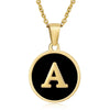 Wholesale Women's Stainless Steel Natural Shell Letter Necklace With Oil Dripping Titanium Steel Pendant And Electroplated 18K Gold