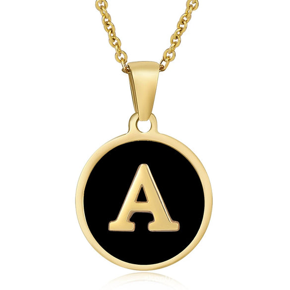 Wholesale Women's Stainless Steel Natural Shell Letter Necklace With Oil Dripping Titanium Steel Pendant And Electroplated 18K Gold