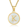 Wholesale Women's Stainless Steel Natural Shell Letter Necklace With Oil Dripping Titanium Steel Pendant And Electroplated 18K Gold
